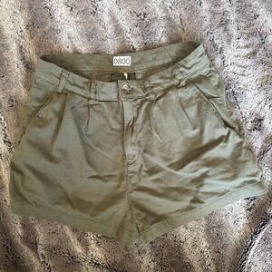 Free People Shorts Womens Sz 6 Green Pleated Front Billie Chino High Rise Willow
